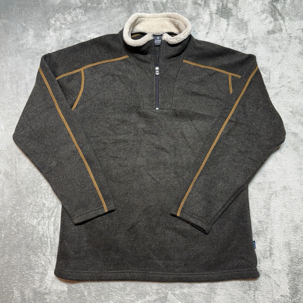 Kuhl Men's Alfpaca Fleece Brown 1/4 Zip Pullover Sweater Size Large